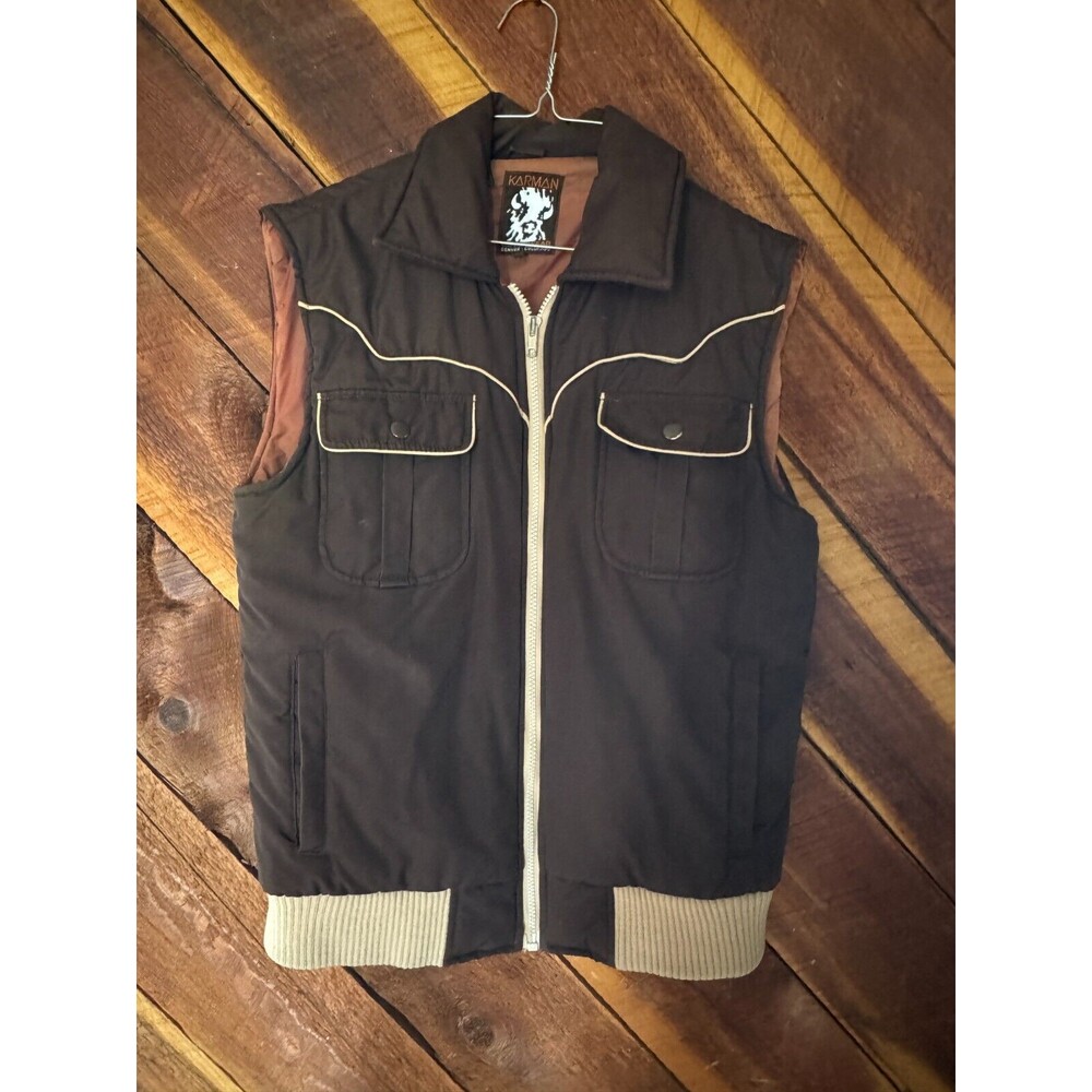 Karman Outwear Brown Quilted Vest with Yoke Trim